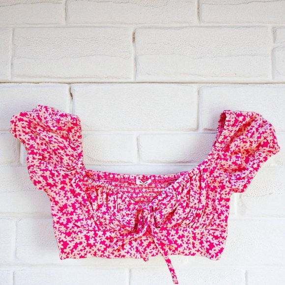 Garage Tops - Garage Chic Pink Floral Boho Crop Top